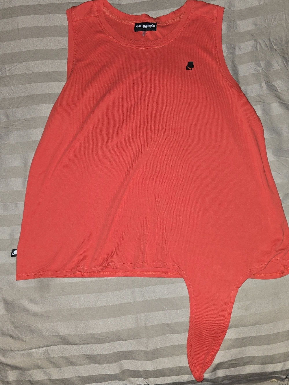 Karl Lagerfeld Coral Asymmetric Tie-Front Tank